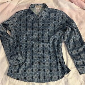 Women’s Navy Patterned Casual Shirt